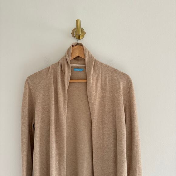 J. McLaughlin Hasley Open-Front Knit Long Sleeve Cardigan Sweater Tan S - Picture 6 of 7